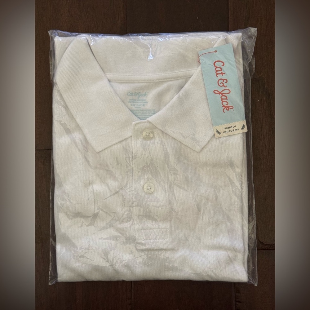 Cat & Jack boys white uniform style polo NWT in size XXL (16/18) Husky